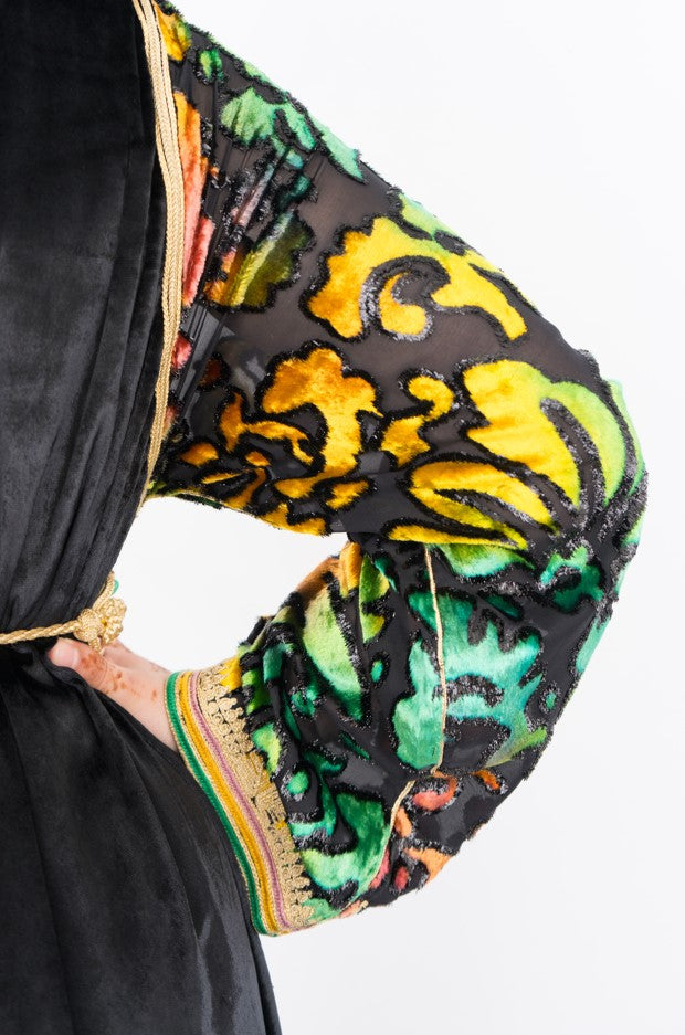 Lebssa 2 pièces en velour noir multicouleur - faite à la main - M-L - Kan Ya Makan