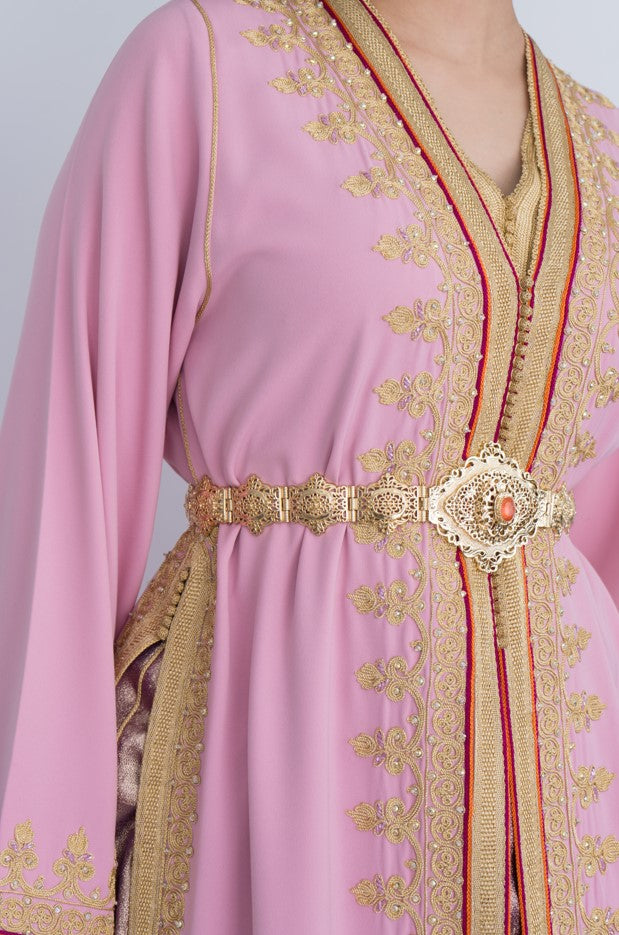 Lebssa Luxe Mauve et Rose avec Ornements Dorés et Oranges - Kan Ya Makan