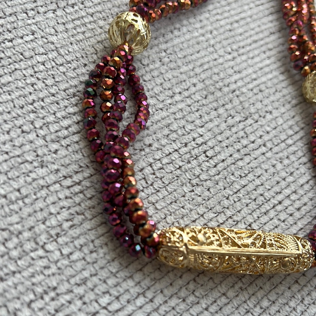 Collier Perlé Doré - Kan Ya Makan