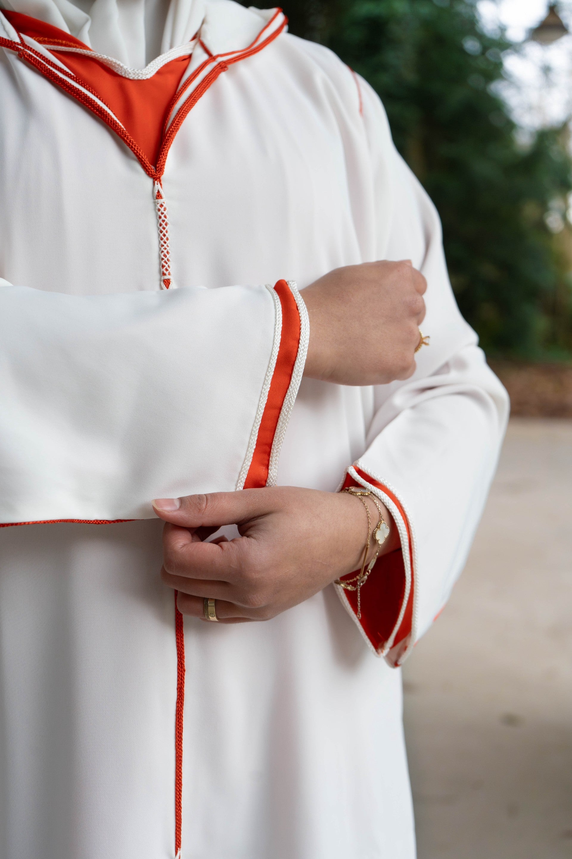 Jellaba 2 pièces - orange/blanc - HERMES